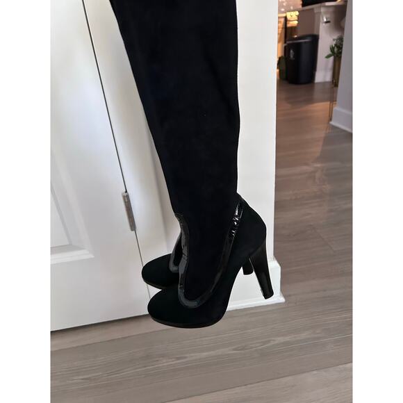 BRUNO MAGLI Black Suede High Heel Knee High Boots with Patent Leather size 35 - Picture 7 of 11